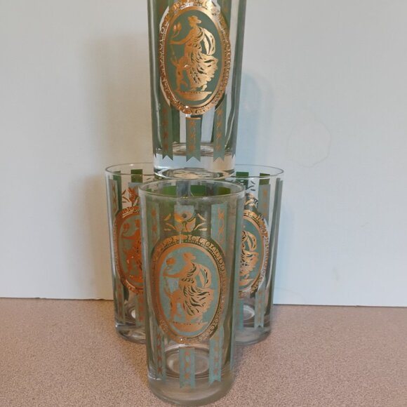 Cera Glass Vintage Athena Pattern Tall Tumbler/HiBall, set of 4 - Picture 2 of 5